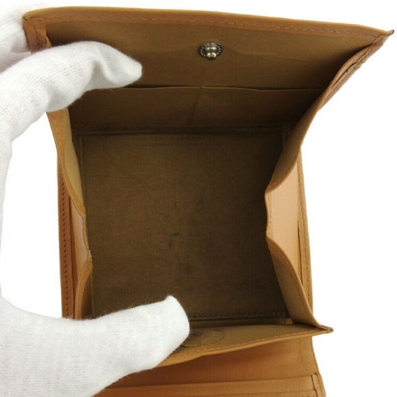 BURBERRY two-fold wallet logo beige canvas �~ leather Authentic - Picture 5 of 8